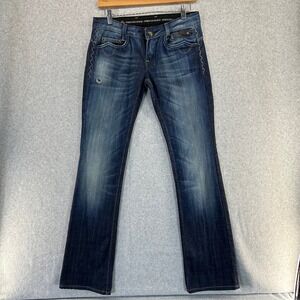 ReRock Express Denim Jeans Low Rise Bootcut Embellished Dark Wash Size 2 / 26